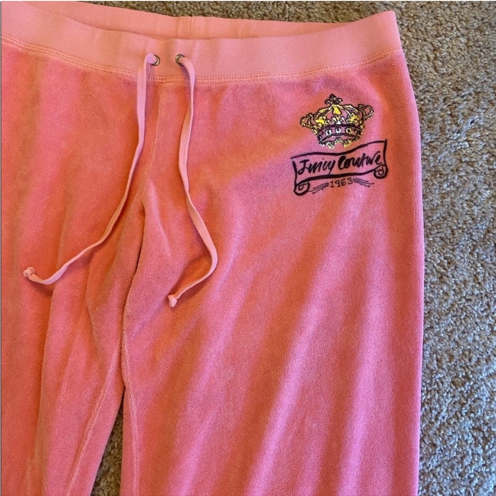 Pink juicy couture crown terry cloth pants